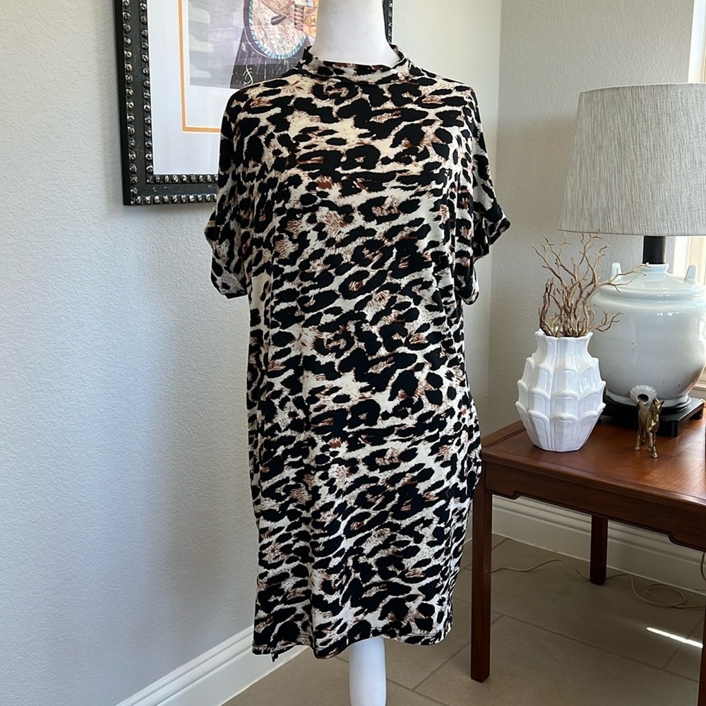 Cotton Emporium Leopard Animal Print Dress Small